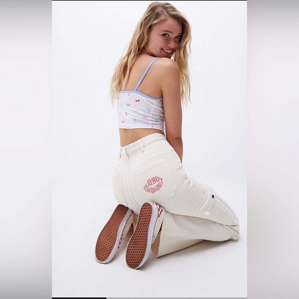 PLAYBOY by Pacsun Women's High Rise Cream Jeans